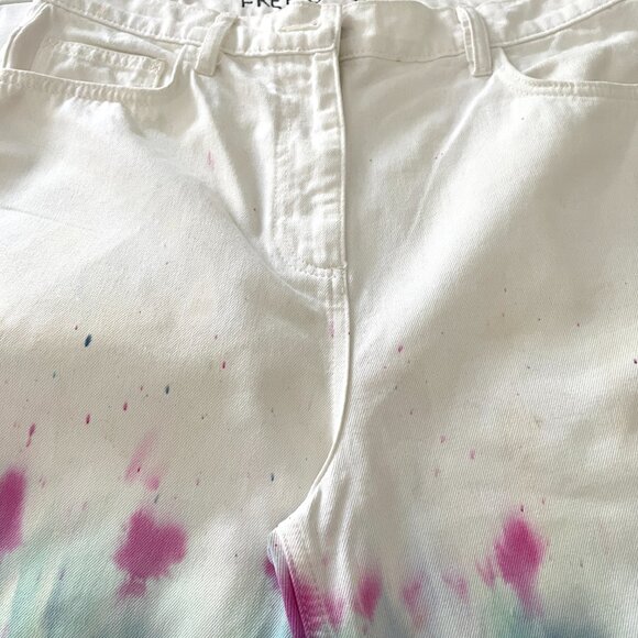 Custom Tie-Dye Free Speech Shorts – Size 8 – Upcycled Summer Denim - Picture 3 of 12